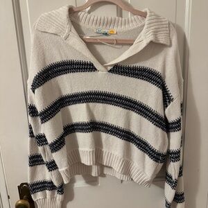 C&C California Women's Striped Sweater - navy and White